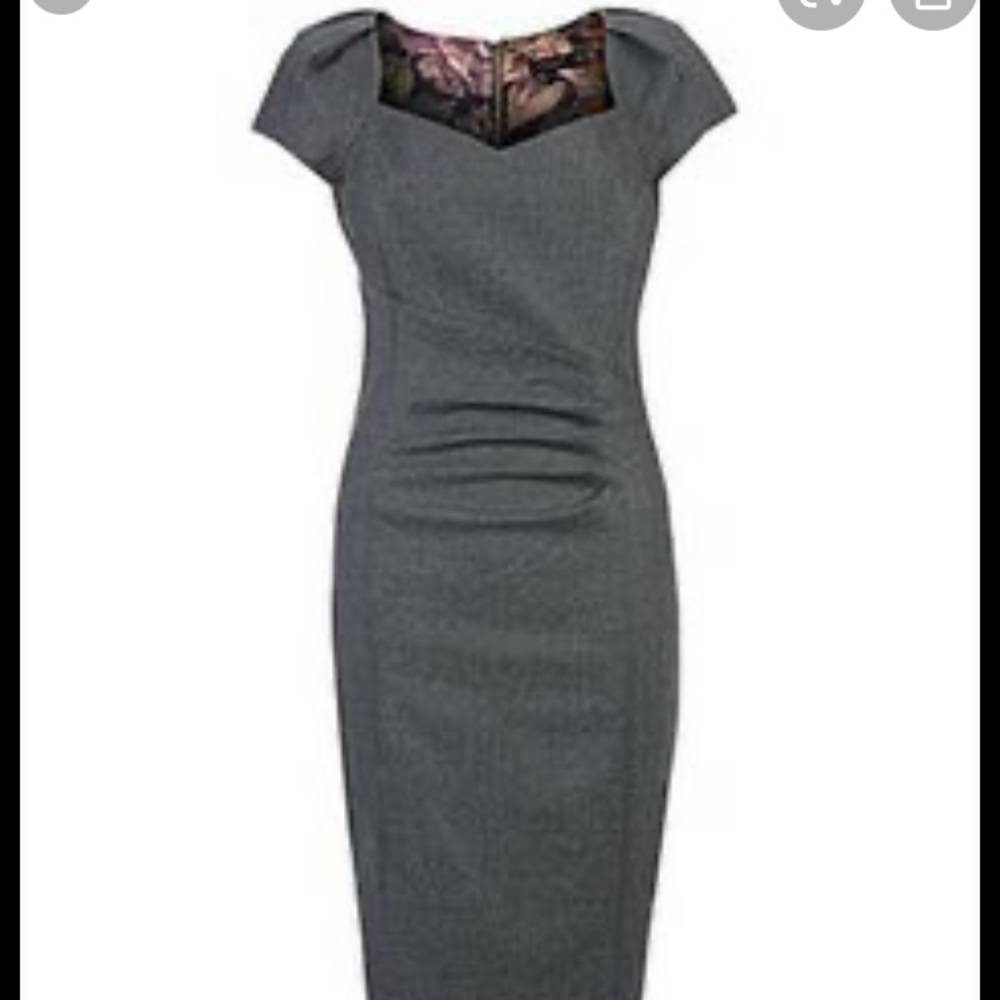 Charcoal Grey Ted Baker Work Dress 2 Wool